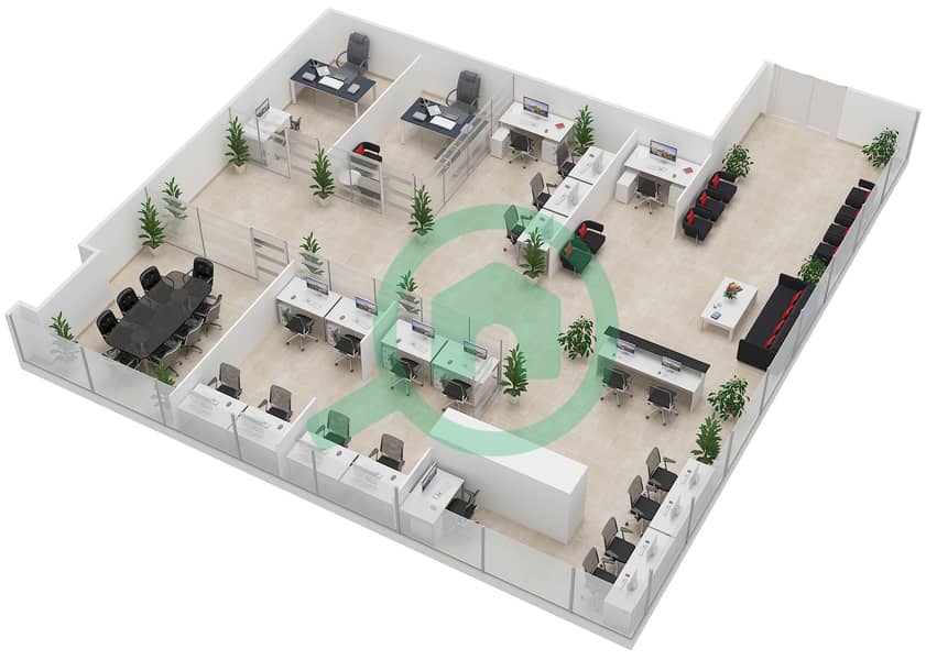 Tamouh Tower -  Office Type G Floor plan Floor 5-12 interactive3D