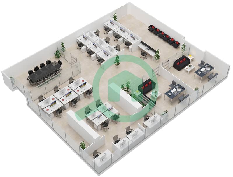 Тамух Тауэр - Офис  планировка Тип F Floor 5-12 interactive3D