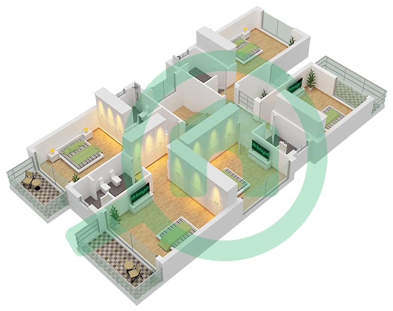 Venice - 6 Bedroom Commercial Villa Type 3E Floor plan First Floor interactive3D