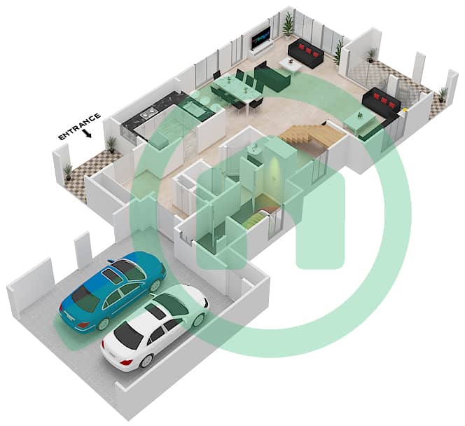 Азалея - Вилла 4 Cпальни планировка Тип 3 Ground Floor interactive3D