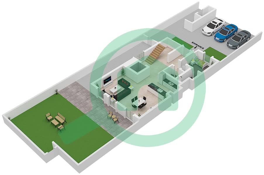 Sur La Mer - 3 Bedroom Villa Type A01 Floor plan Ground Floor interactive3D