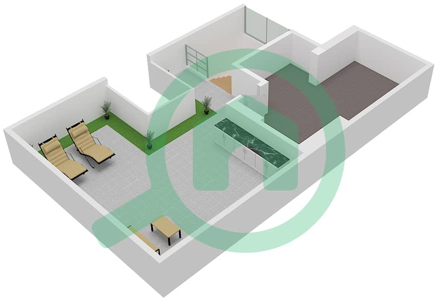 Sur La Mer - 3 Bedroom Villa Type E01 Floor plan Roof interactive3D
