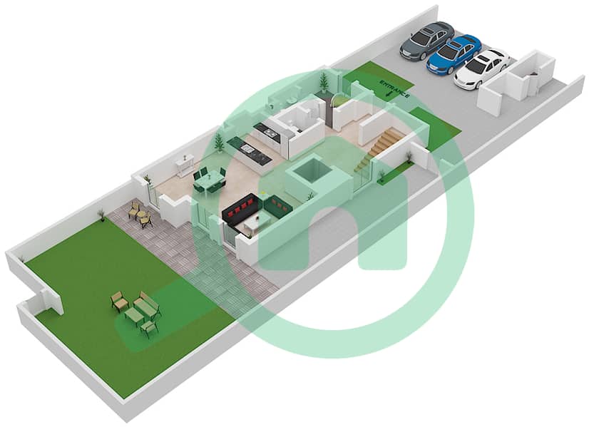 Sur La Mer - 3 Bedroom Villa Type C01 Floor plan Ground Floor interactive3D