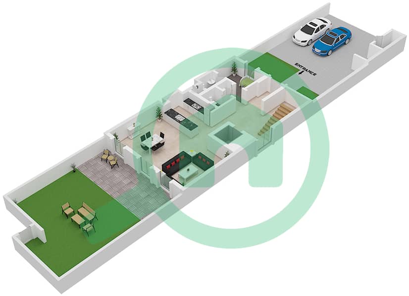 Sur La Mer - 3 Bedroom Villa Type D01 Floor plan Ground Floor interactive3D