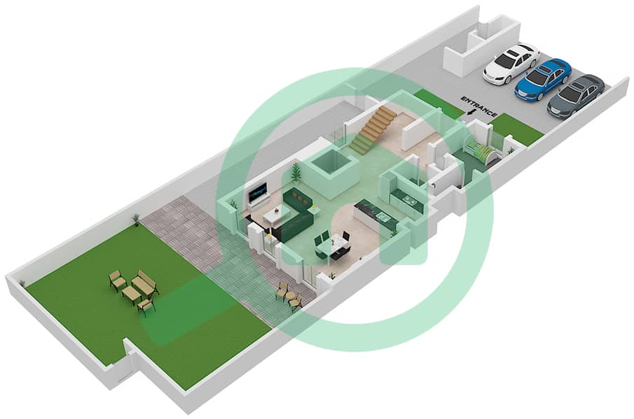 Sur La Mer - 3 Bedroom Villa Type E01 Floor plan Ground Floor interactive3D