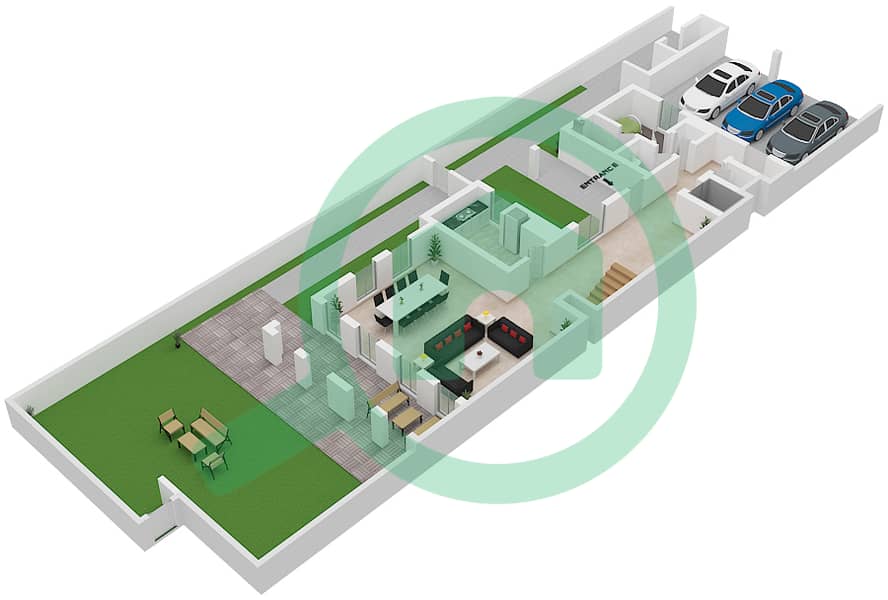 Sur La Mer - 4 Bedroom Villa Type A02 Floor plan Ground Floor interactive3D