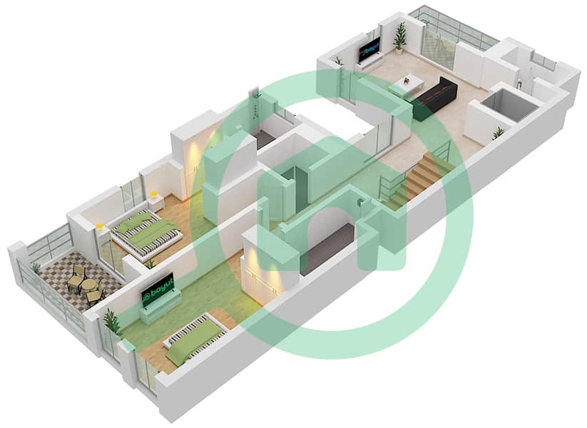 Sur La Mer - 4 Bedroom Villa Type H02 Floor plan First Floor interactive3D