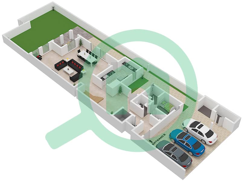 المخططات الطابقية لتصميم النموذج A1 فیلا 5 غرف نوم - سور لا مير Ground Floor interactive3D