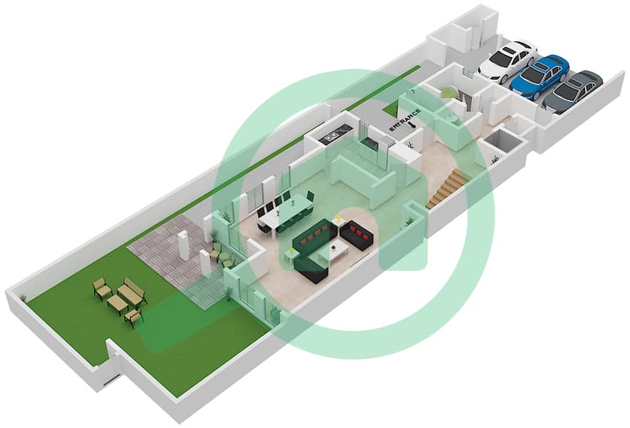Sur La Mer - 4 Bedroom Villa Type A03 Floor plan Ground Floor interactive3D