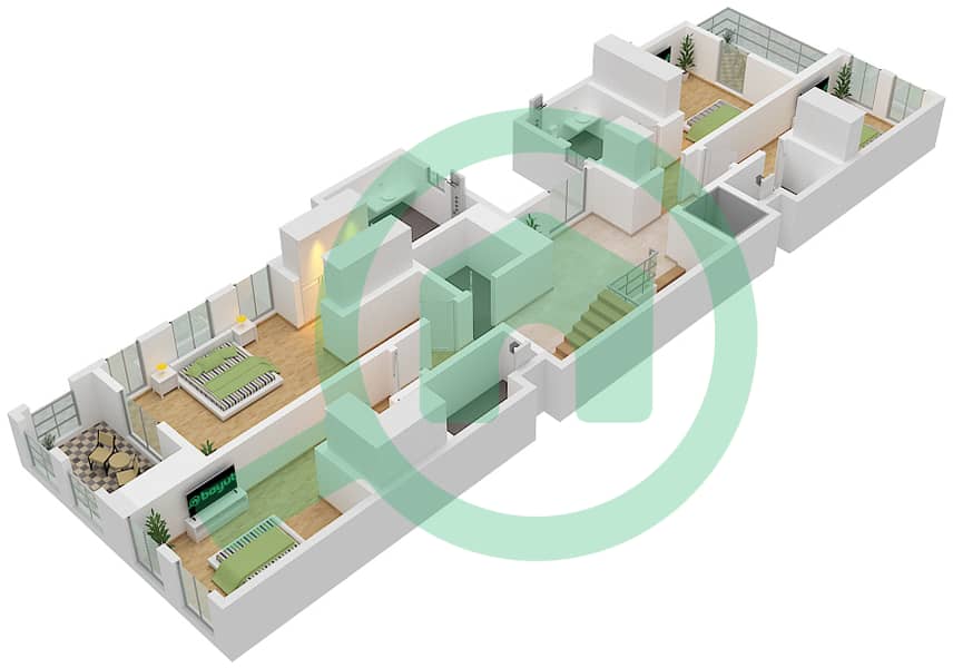 Sur La Mer - 4 Bedroom Villa Type A03 Floor plan First Floor interactive3D