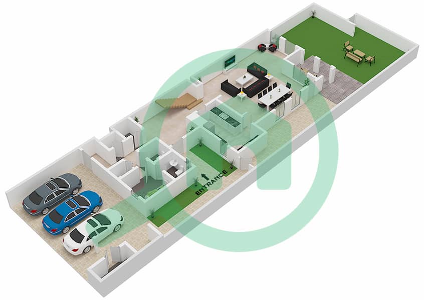 Sur La Mer - 5 Bedroom Villa Type B03 Floor plan Ground Floor interactive3D