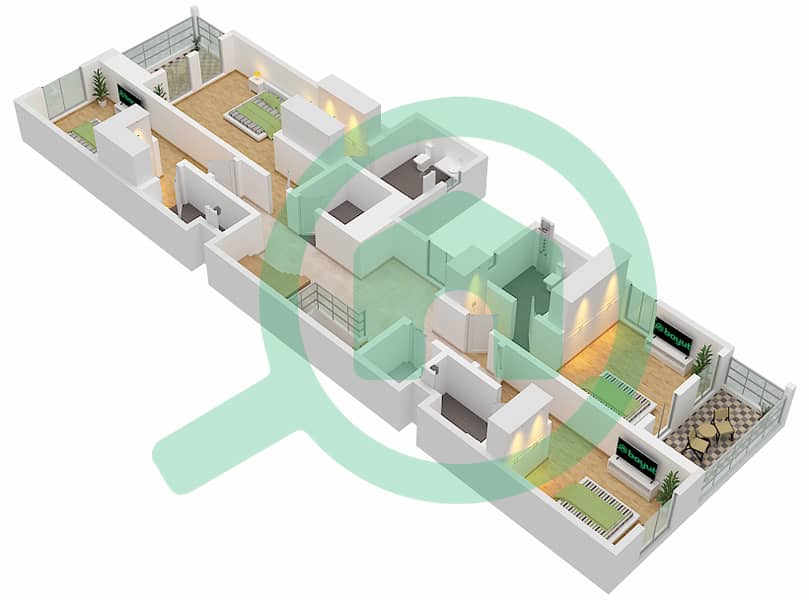 Sur La Mer - 5 Bedroom Villa Type D1 Floor plan First Floor interactive3D