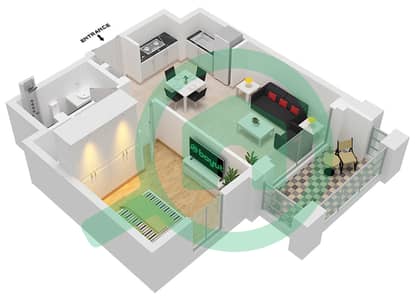 المخططات الطابقية لتصميم الوحدة 1-FLOOR 2-12 شقة 1 غرفة نوم - أوركيد