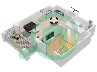 المخططات الطابقية لتصميم الوحدة 4-FLOOR 2-12 شقة 1 غرفة نوم - أوركيد