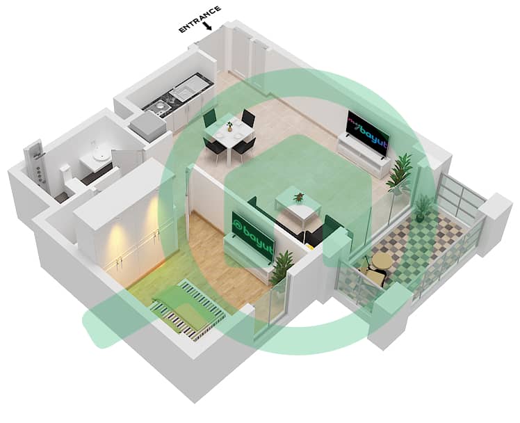 Orchid - 1 Bedroom Apartment Unit 5-FLOOR 2-12 Floor plan interactive3D