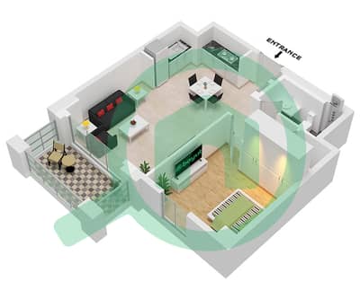 المخططات الطابقية لتصميم الوحدة 8-FLOOR 2-12 شقة 1 غرفة نوم - أوركيد