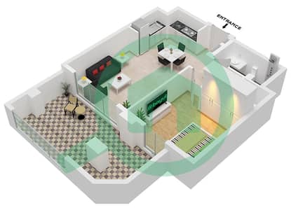 المخططات الطابقية لتصميم الوحدة 10-FLOOR 1 شقة 1 غرفة نوم - أوركيد