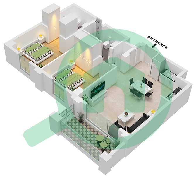Orchid - 2 Bedroom Apartment Unit 06-FLOOR 2-12 Floor plan interactive3D