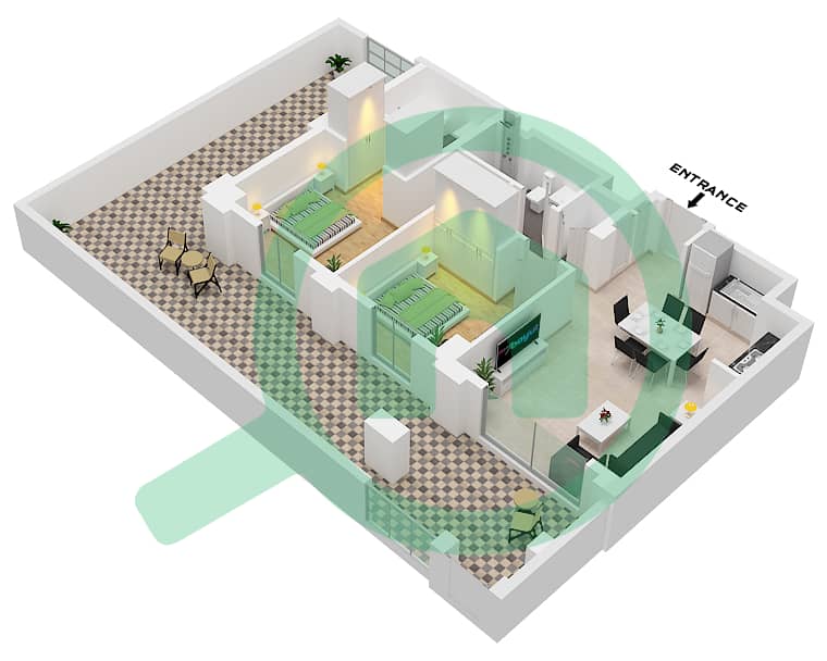Orchid - 2 Bedroom Apartment Unit 05-FLOOR 1 Floor plan interactive3D