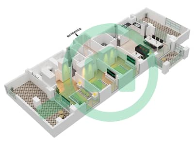 المخططات الطابقية لتصميم الوحدة 08-FLOOR 1 شقة 3 غرف نوم - أوركيد