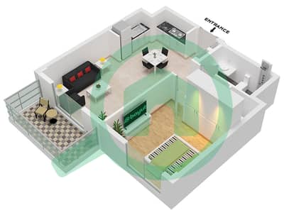 المخططات الطابقية لتصميم الوحدة 04-FLOOR 1,2-9 شقة 1 غرفة نوم - أوركيد