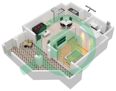 المخططات الطابقية لتصميم الوحدة 01-FLOOR 1 شقة 1 غرفة نوم - أوركيد