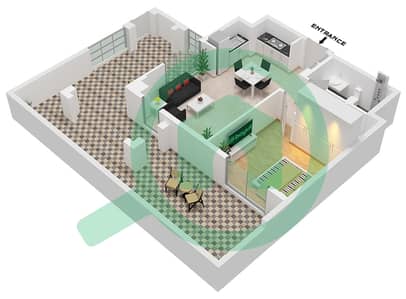 المخططات الطابقية لتصميم الوحدة 02-FLOOR 1 شقة 1 غرفة نوم - أوركيد