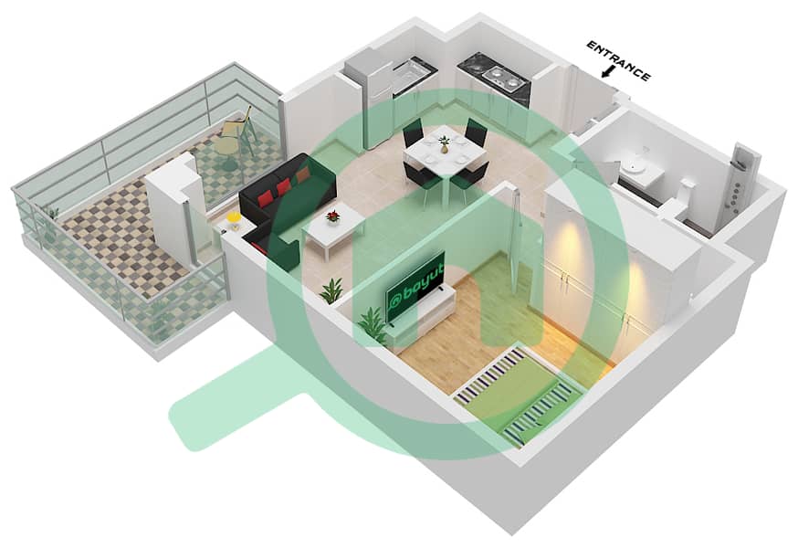 Orchid - 1 Bedroom Apartment Unit 08-FLOOR 1 Floor plan interactive3D