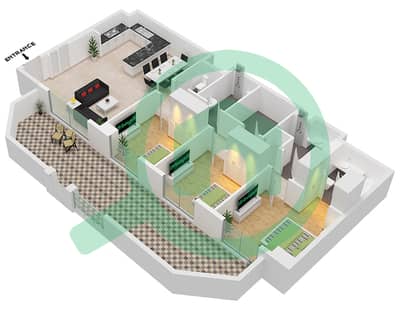 المخططات الطابقية لتصميم الوحدة M1-FLOOR MEZZANINE شقة 3 غرف نوم - أوركيد