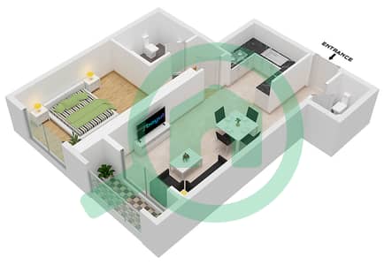 高空大厦 - 1 卧室公寓类型／单位E / UNIT 3,7,12,16戶型图