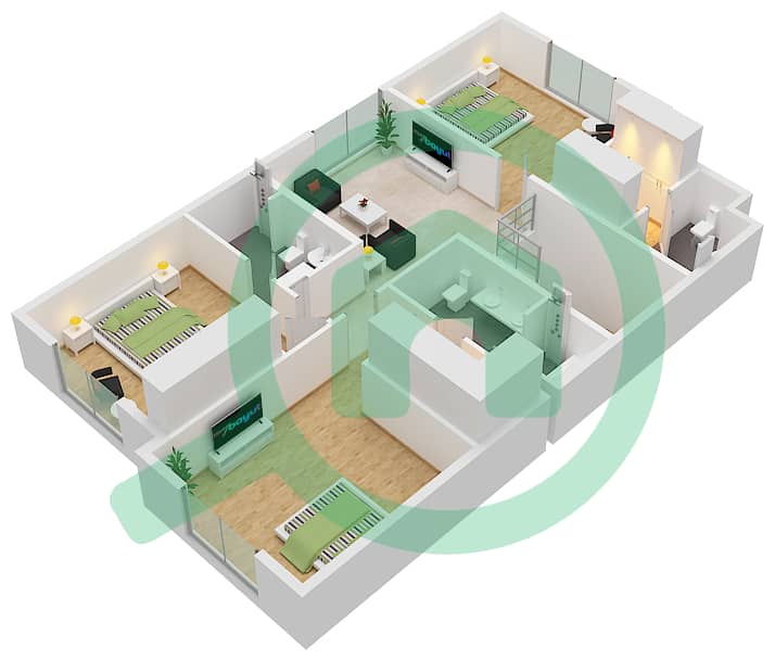 阿尔拉赫曼尼亚1区 - 3 卧室商业别墅类型／单位EP / END戶型图 First Floor interactive3D