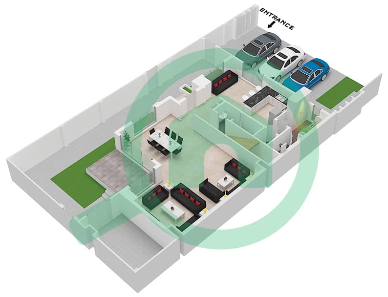 Shaghrafa 1 - 3 Bedroom Commercial Villa Type AP / END Floor plan Ground Floor interactive3D