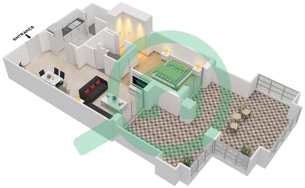 Янсун 6 - Апартамент 1 Спальня планировка Единица измерения 1 /  FLOOR 1-3 Floor 1-3 interactive3D