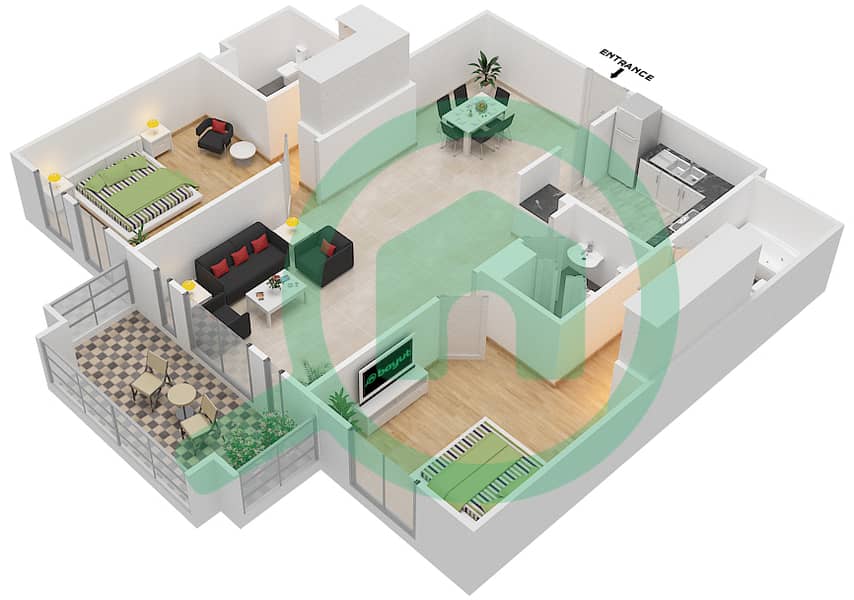 Yansoon 6 - 2 Bedroom Apartment Unit 3 / FLOOR 1-3 Floor plan Floor 1-3 interactive3D