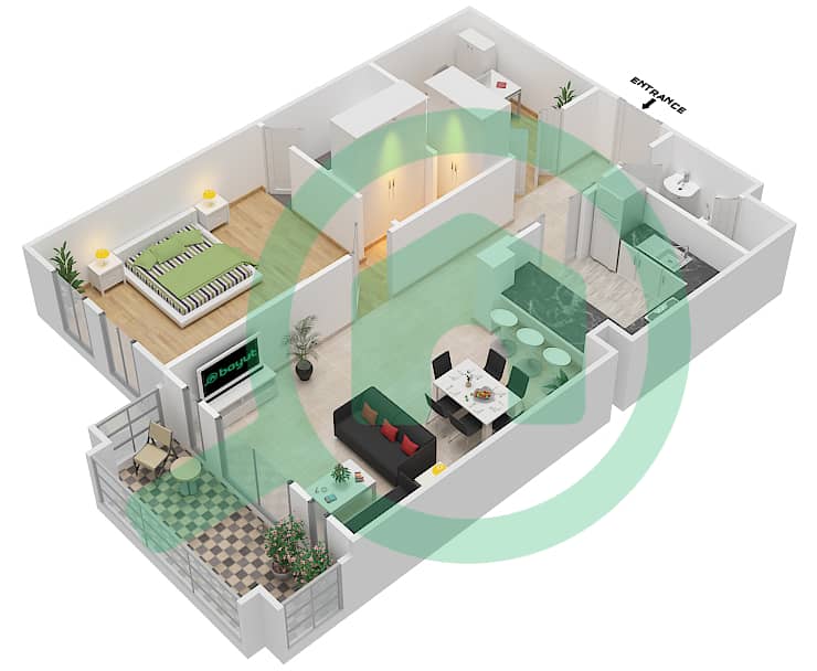 Yansoon 6 - 1 Bedroom Apartment Unit 7 / FLOOR 1-3 Floor plan Floor 1-3 interactive3D