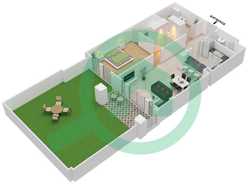 Yansoon 6 - 1 Bedroom Apartment Unit 7 / GROUND FLOOR Floor plan Ground Floor interactive3D