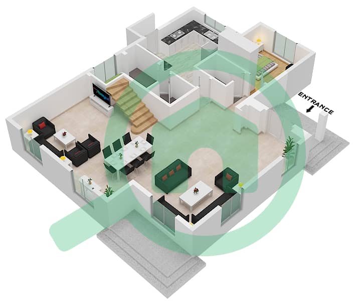 C Villas - 5 Bedroom Commercial Villa Type C Floor plan Ground Floor interactive3D