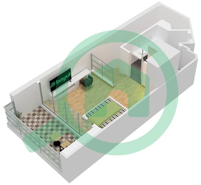 المخططات الطابقية لتصميم النموذج DUPLEX A شقة 1 غرفة نوم - فندق إس إل إس دبي Upper Floor interactive3D