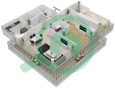 المخططات الطابقية لتصميم الوحدة 02A FLOOR 8 شقة 2 غرفة نوم - لوريتو 3A