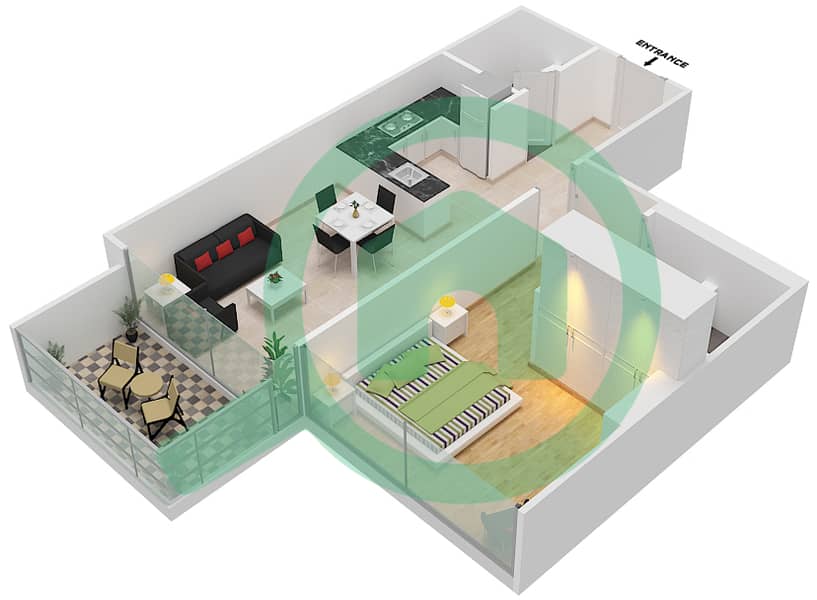 المخططات الطابقية لتصميم الوحدة 09 FLOOR 7-8 شقة 1 غرفة نوم - لوريتو 3A Floor 7-8 interactive3D