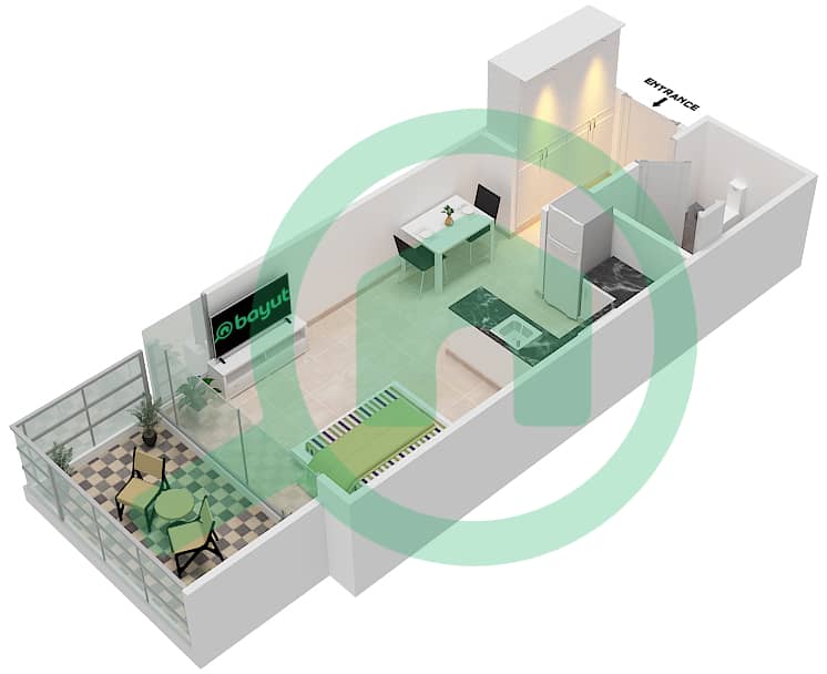 Лорето 3А - Апартамент Студия планировка Единица измерения 03 FLOOR 7 Floor 7 interactive3D