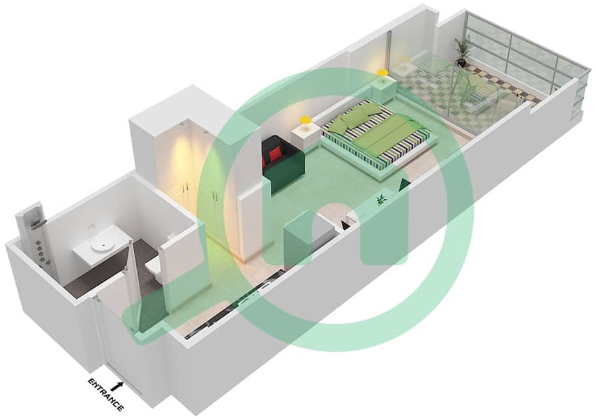 المخططات الطابقية لتصميم الوحدة 05 FLOOR 6 شقة استوديو - لوريتو 3A Floor 6 interactive3D