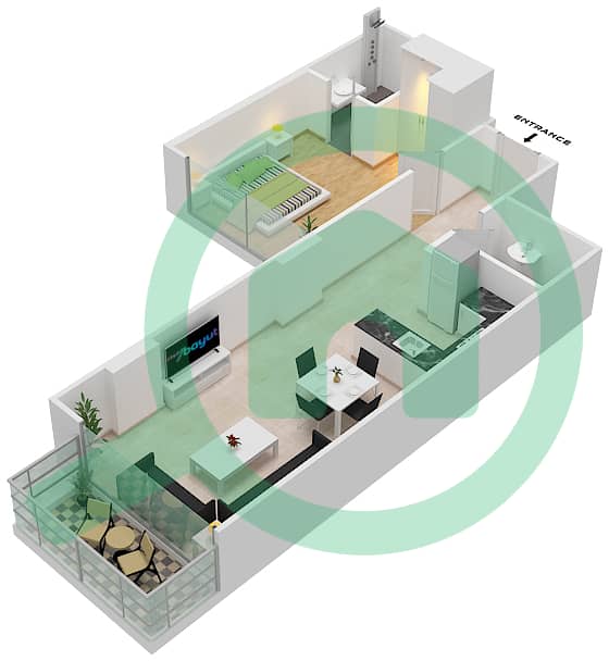 المخططات الطابقية لتصميم الوحدة 09 FLOOR 4-6 شقة 1 غرفة نوم - لوريتو 3A Floor 4-6 interactive3D