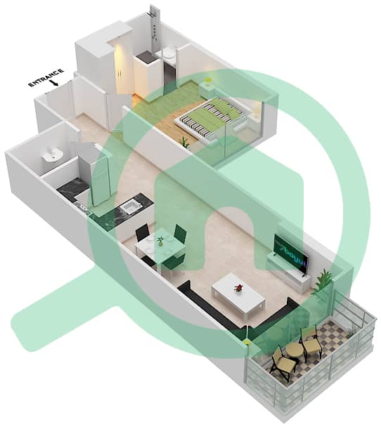 المخططات الطابقية لتصميم الوحدة 08 FLOOR 4-6 شقة 1 غرفة نوم - لوريتو 3A Floor 4-6 interactive3D