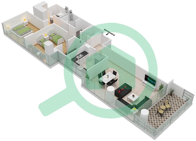 Лорето 3А - Апартамент 2 Cпальни планировка Единица измерения 01 FLOOR 4 Floor 4 interactive3D