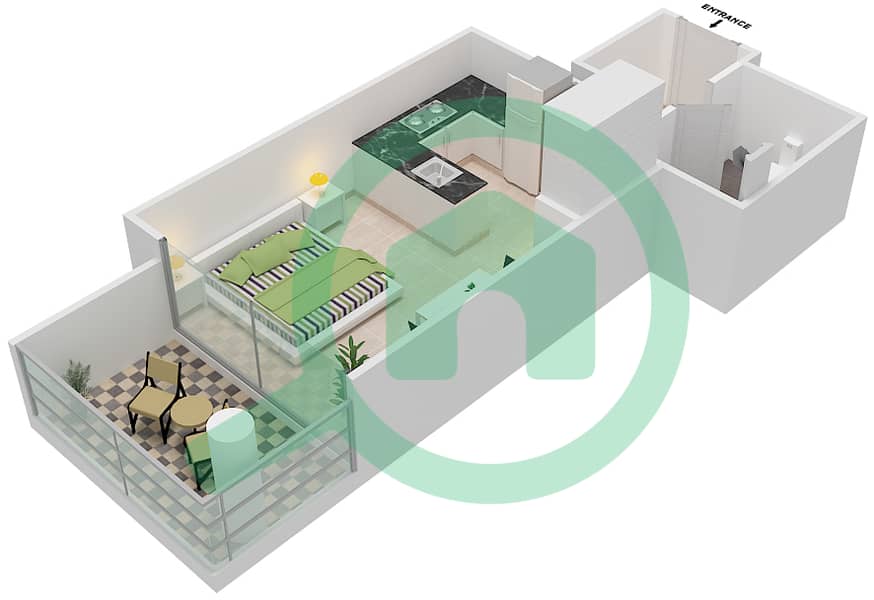 المخططات الطابقية لتصميم الوحدة 11 FLOOR 3 شقة استوديو - لوريتو 3A Floor 3 interactive3D