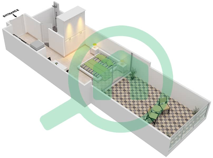 Лорето 3А - Апартамент Студия планировка Единица измерения 04 /FLOOR-3 interactive3D