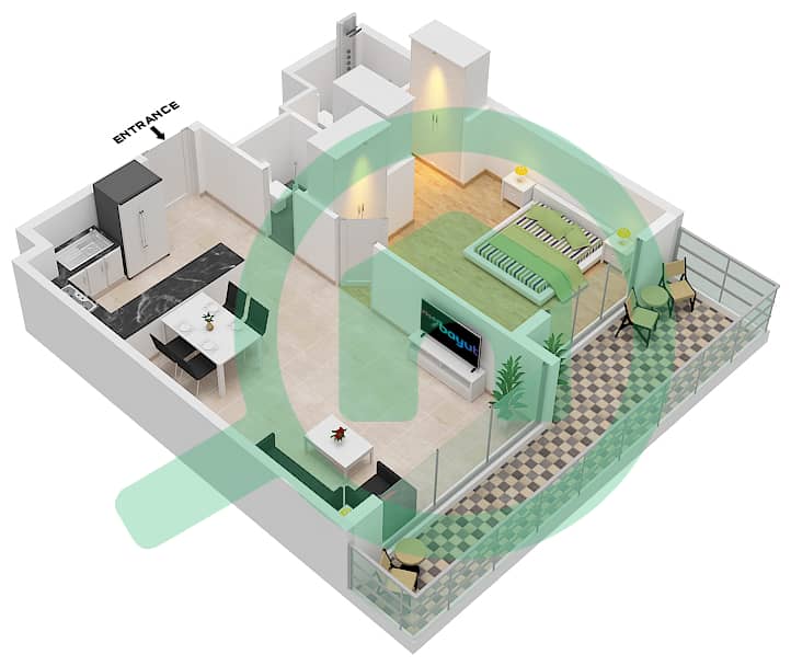 Luma Park Views - 1 卧室公寓类型B戶型图 interactive3D