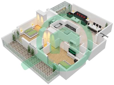 阿齐兹兰花公寓 - 2 卧室公寓类型／单位6B/7戶型图