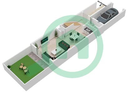 المخططات الطابقية لتصميم النموذج A تاون هاوس 2 غرفة نوم - قرية ريبورتاج